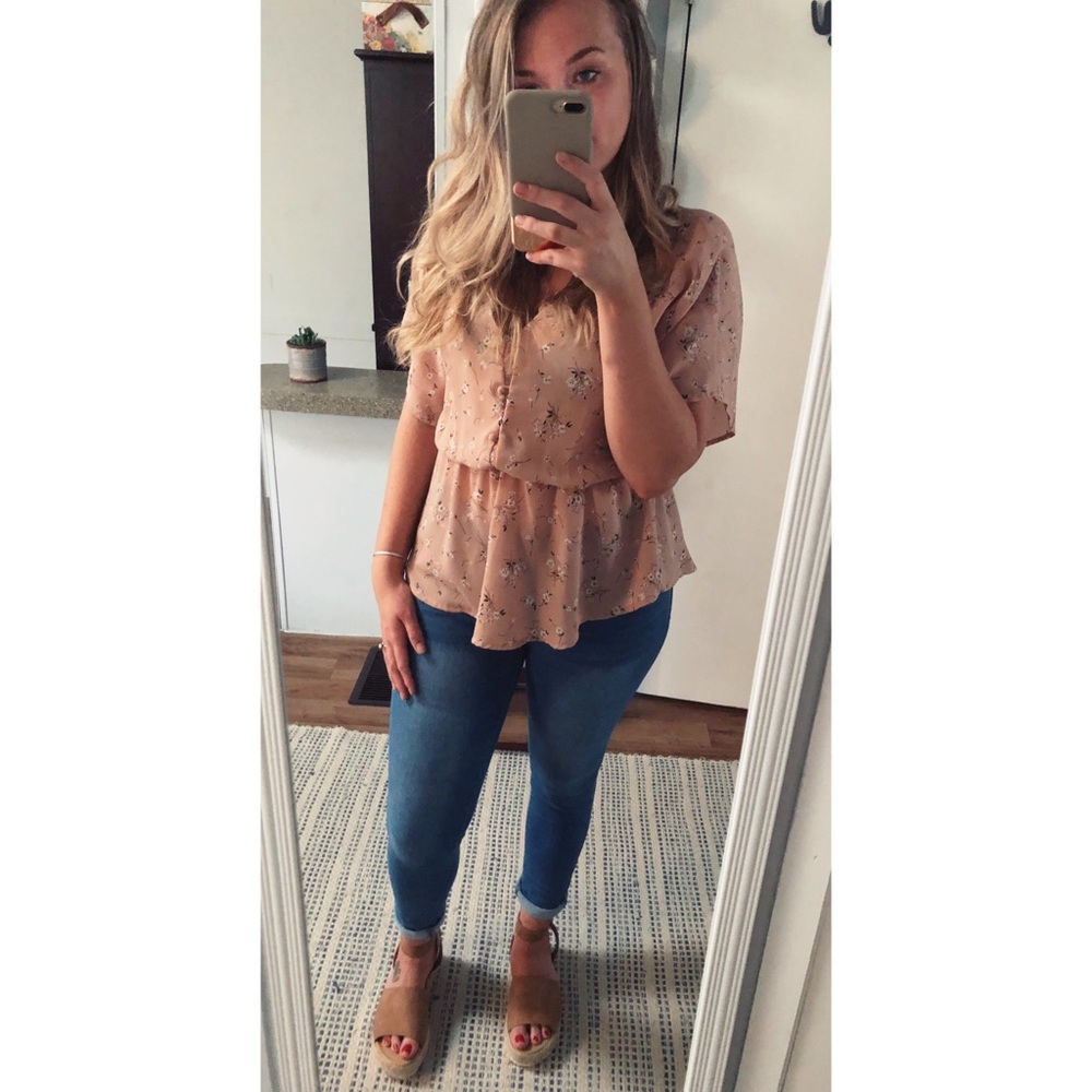 Blush pink floral blouse